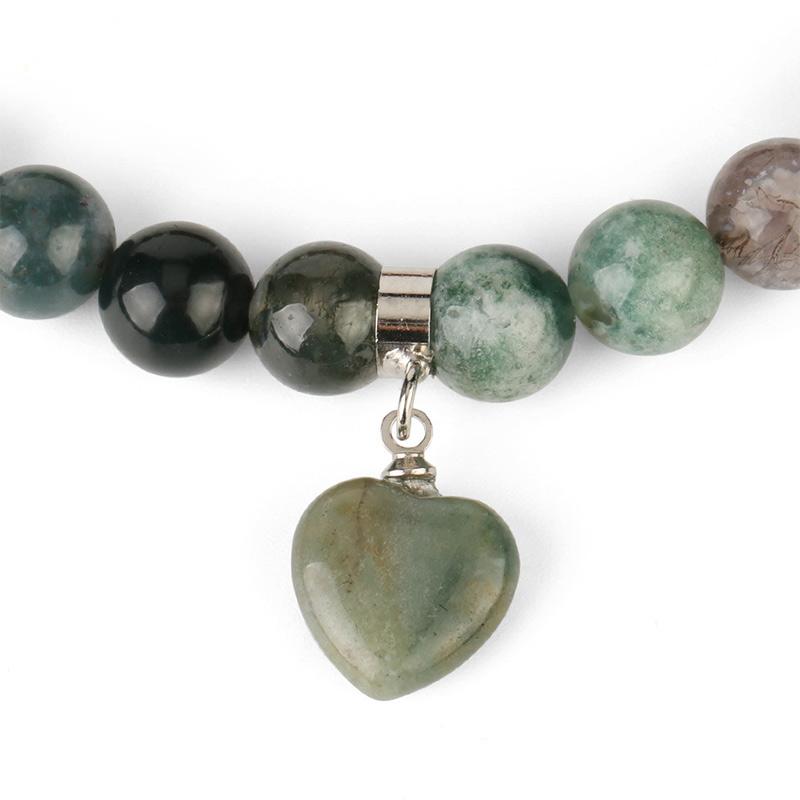 Foviel Natural Quartz Love Heart Healing Beads Bracelet