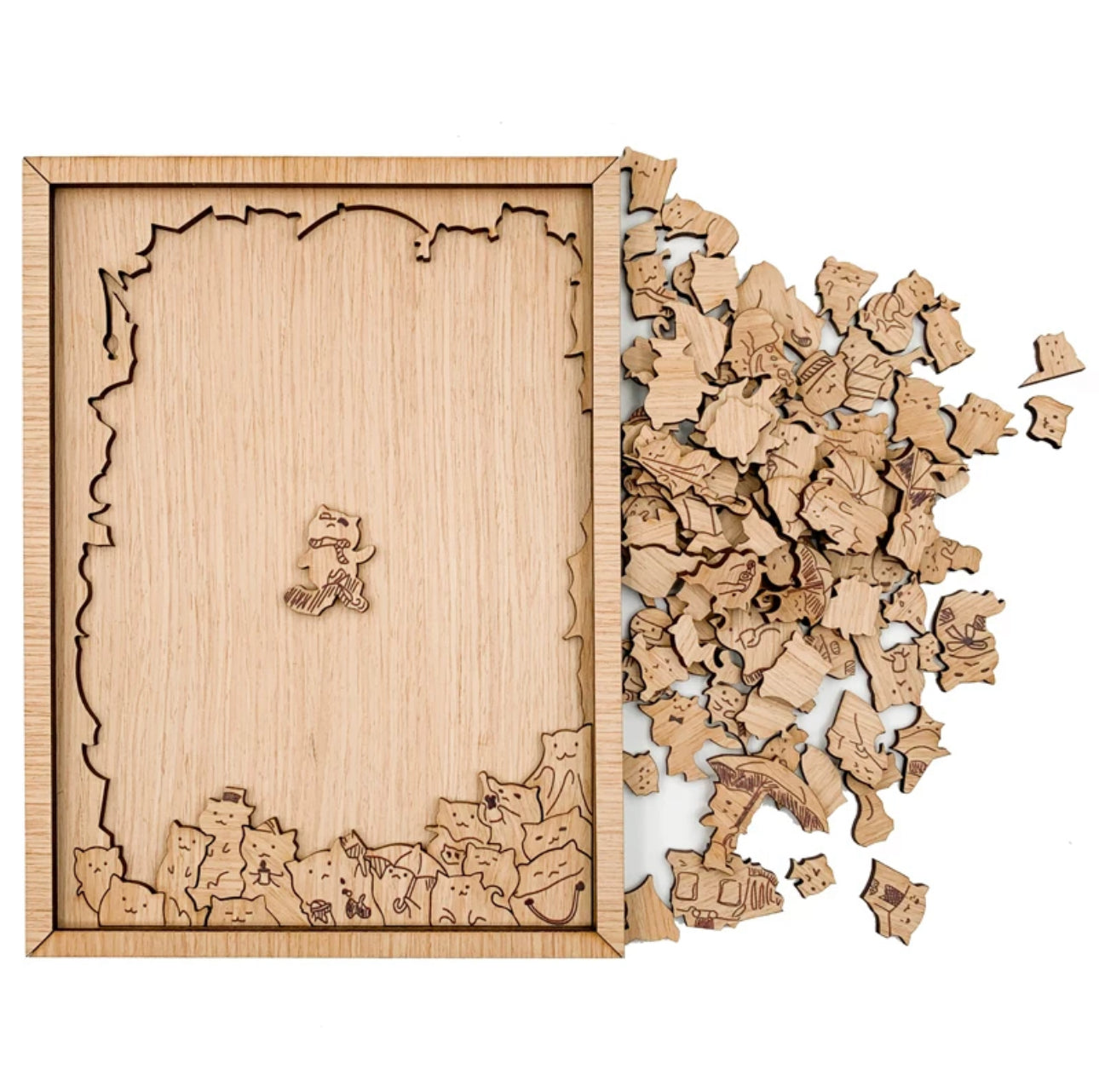 Fidtoy 100 Cats Wooden Puzzle – Creative & Educational Cat-Shaped Jigsaw for Kids and Adults