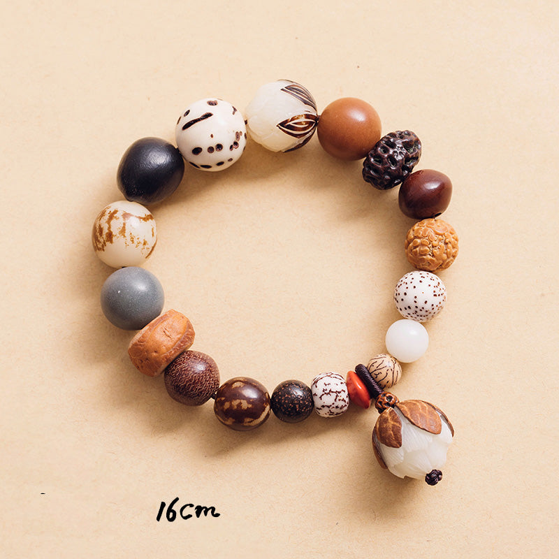 Buddha Stones Bodhi Seed Lotus Wisdom Peace Wrist Mala Bracelet Bracelet BS 16cm