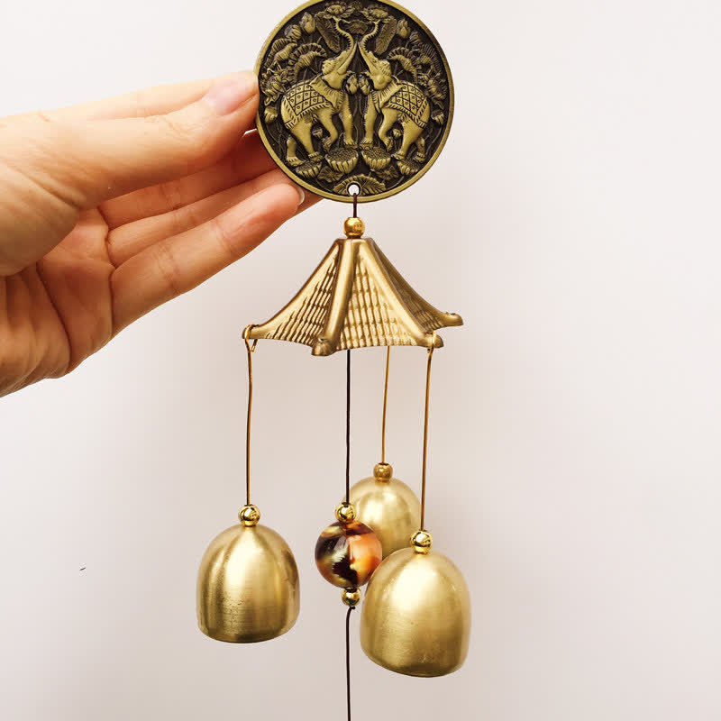 Buddha Stones Blessing Letter Elephant Bagua Auspicious Coin Wall Hanging Chime Bell Handmade Home Decoration - image 4