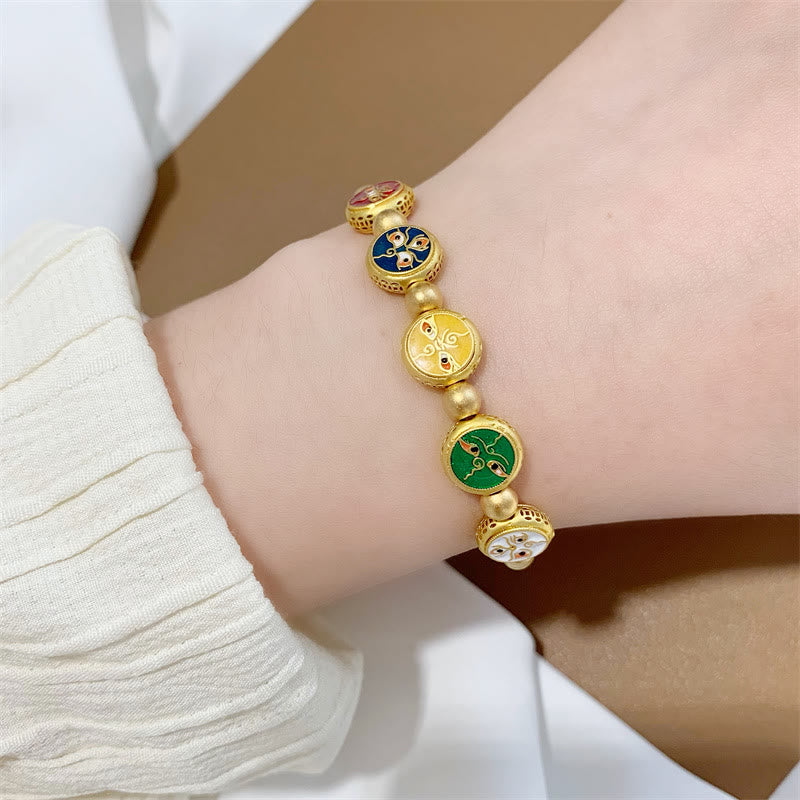 Buddha Stones Tibetan Five God Of Wealth Copper Beads Luck Bracelet Bracelet BS 8