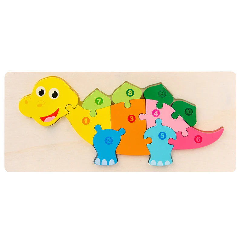 Fidtoy Puzzle en Bois 3D Dinosaure, Planche d'Animaux en Bois pour Tout-petits, Puzzle Dino Assorti pour la Maternelle, Jouet de Motricité Fine et de Reconnaissance des Couleurs pour les 2-6 Ans