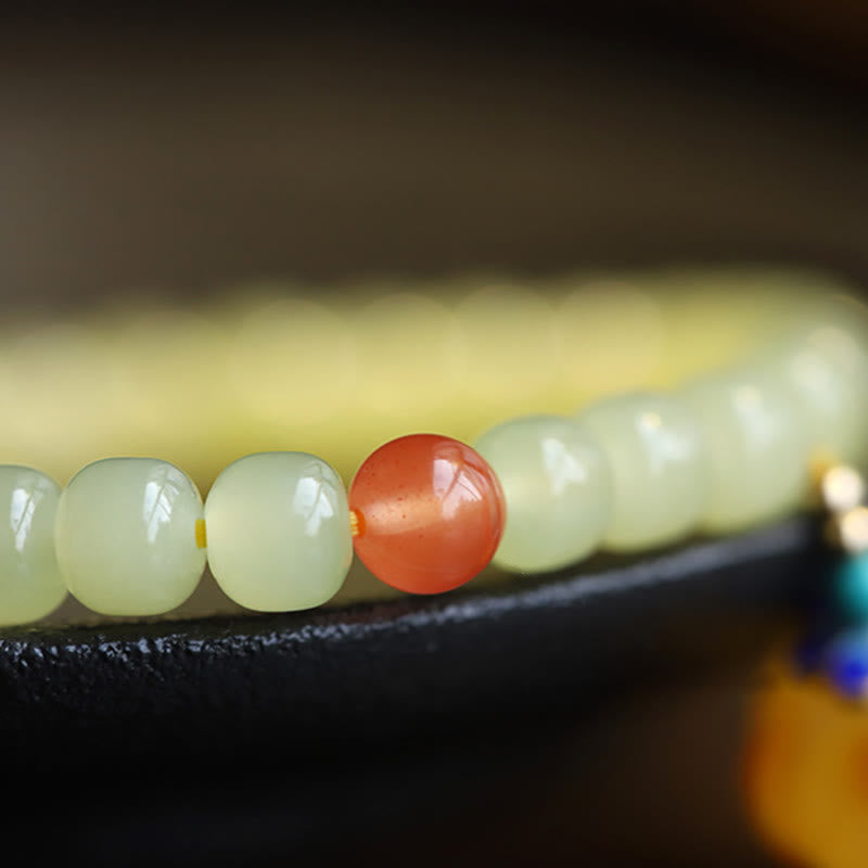 Natural Hetian Jade Pumpkin Amber Red Agate Crystal Prosperity Bracelet Bracelet BS 10