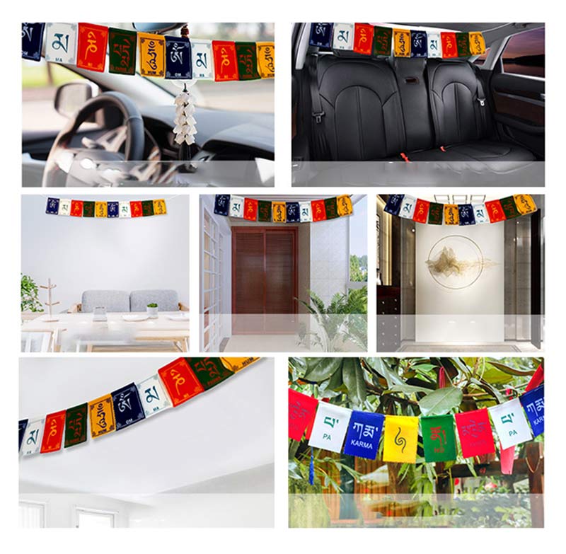 Buddha Stones Tibetan Blessing Windhorse Om Mani Padme Hum Outdoor Car Prayer Flag Decoration Decorations buddhastoneshop 8