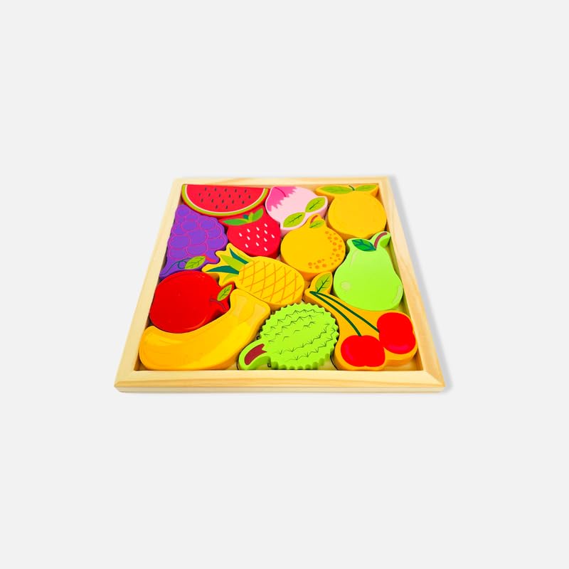 Fidtoy Wooden Tangram - Fruits Educational Toy for Toddlers Montessori Math and Shape Learning