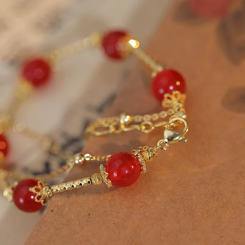 Buddha Stones Red Agate Fu Character Charm Self-acceptance Bracelet Bracelet BS 6