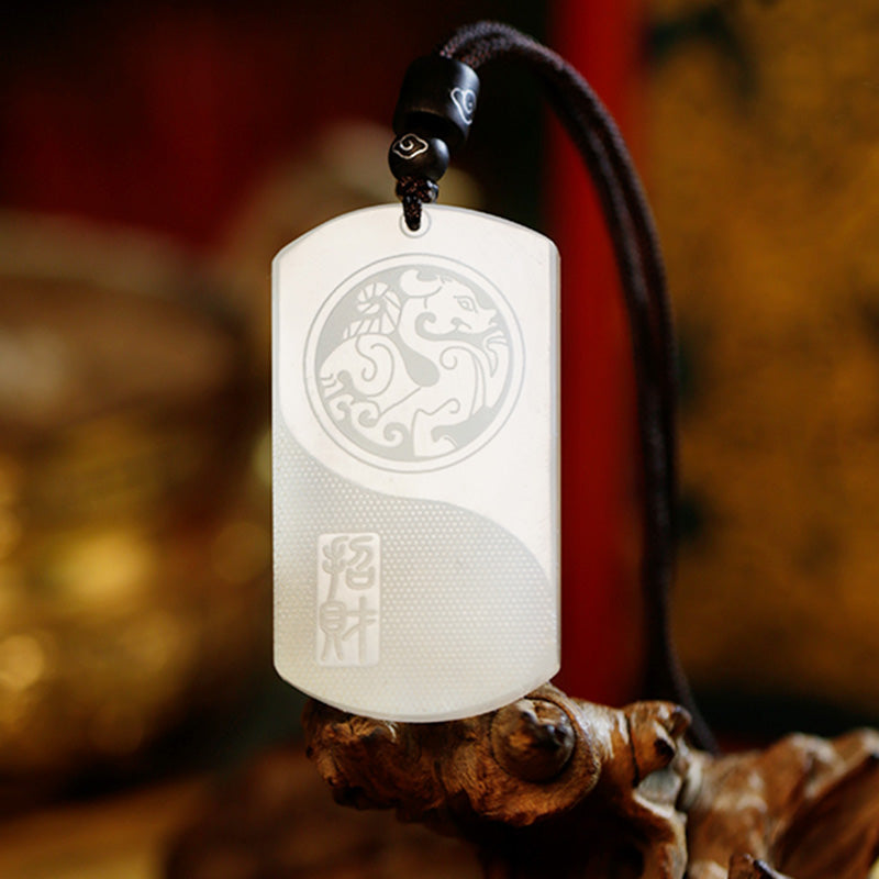 Buddha Stones White Jade PiXiu Yin Yang Luck Protection Necklace Pendant Necklaces & Pendants BS White Jade ( Protection ♥ Happiness)