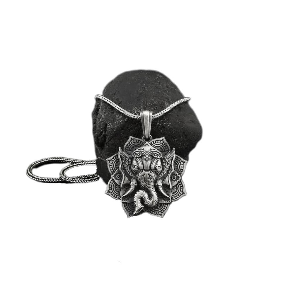 Buddha Stones Pure Tin Ganesh Ganpati Elephant Protection Amulet Necklace Pendant Necklaces & Pendants BS 2