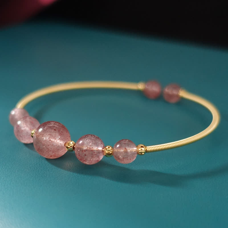 Buddha Stones Natural Strawberry Quartz Love Healing Bracelet Bangle Bracelet BS 4