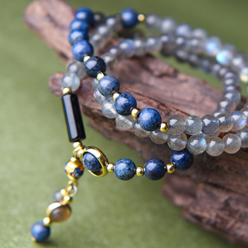 Buddha Stones Moonstone Lazurite Calm Healing Positive Bracelet - image 12