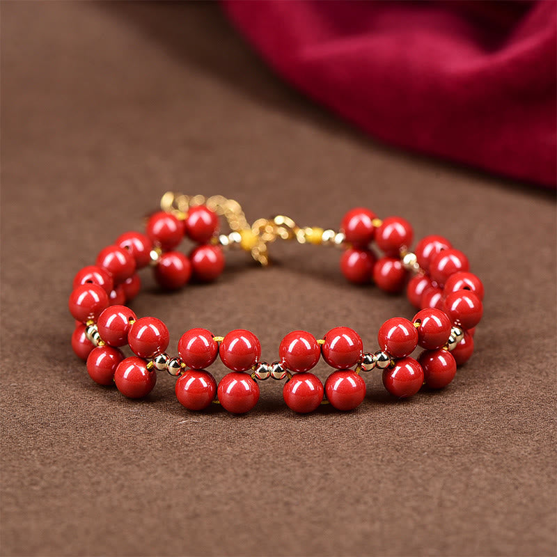Buddha Stones Natural Cinnabar Beaded Blessing Bracelet Bracelet BS Red Cinnabar