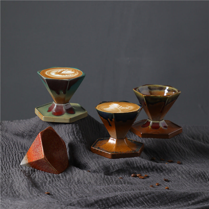 Buddha Stones Hexagon Design Ceramic Tea Coffee Mug Coffee Cup With Base 170ml Coffee Mug BS 1