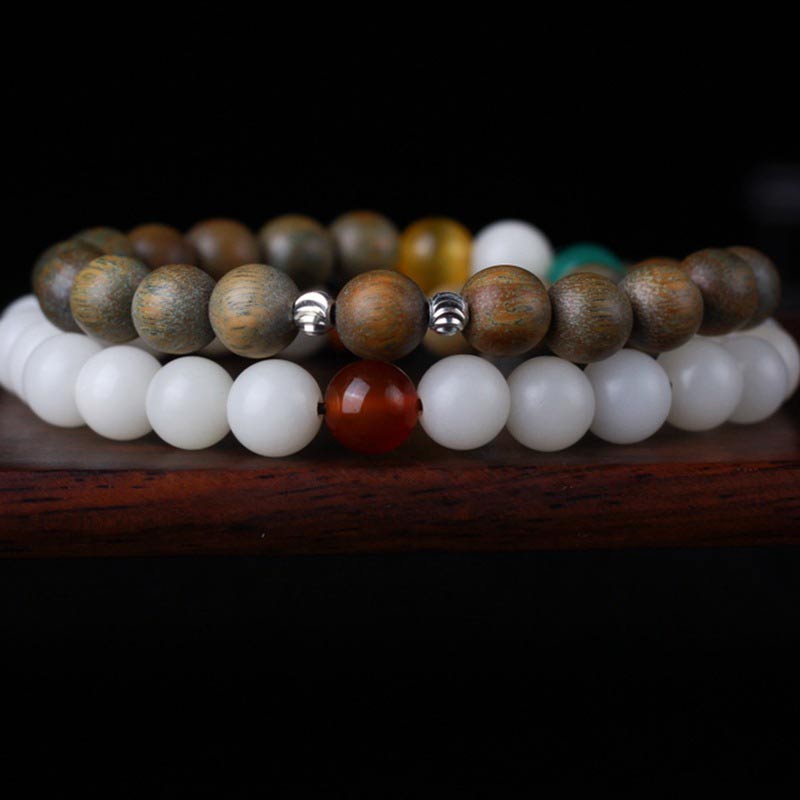 Buddha Stones Green Sandalwood Bodhi Seed Wake Up Luck Bracelet Bracelet BS 3
