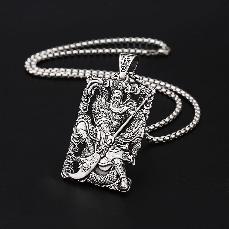 Buddha Stones Guan Gong Dragon Auspicious Clouds Wealth Necklace Pendant Necklaces & Pendants BS 1
