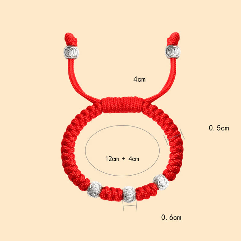 Foviel 925 Sterling Silver King Kong Knot Multicolored Red String Strength Handmade Braided Kids Child Bracelet