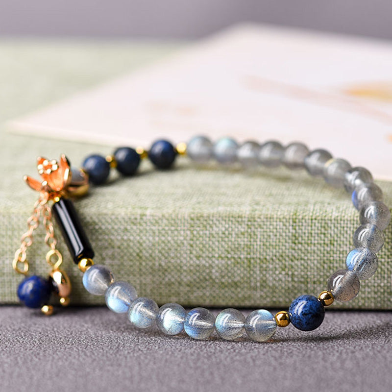 Buddha Stones Moonstone Lazurite Calm Healing Positive Bracelet - image 5