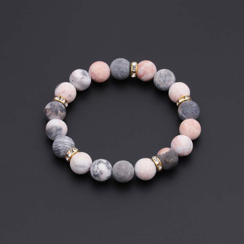 Buddha Stones Anxiety Stress Healing Crystal Zebra Jasper Bead Bracelet Bracelet BS 3