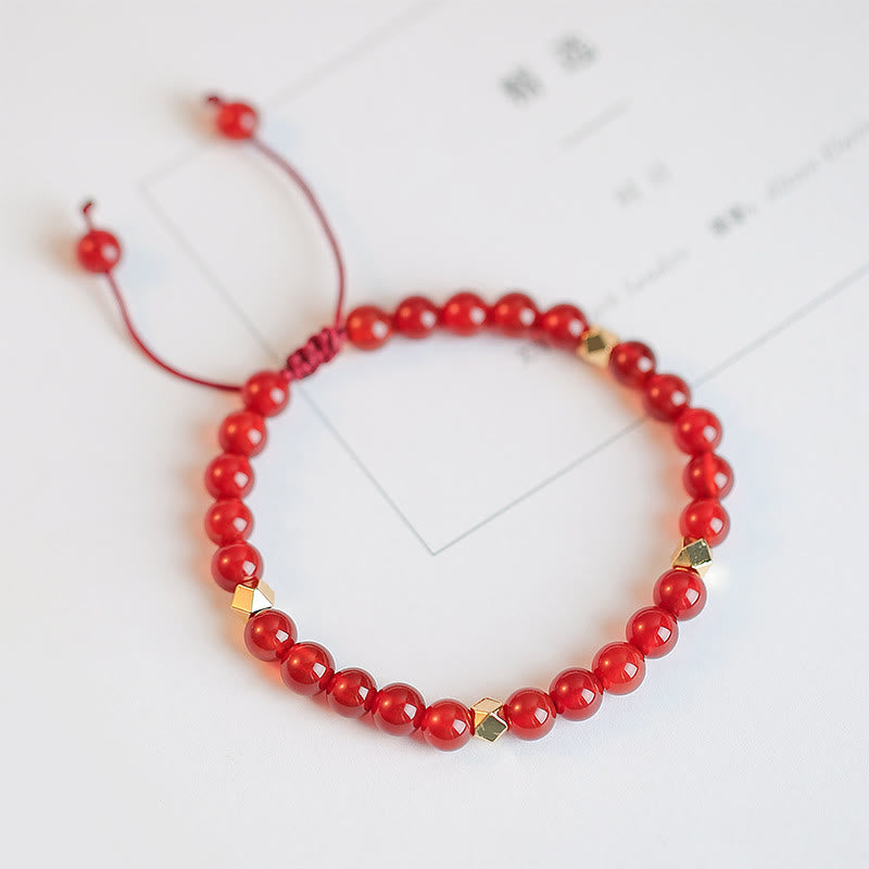 Natural Red Agate Endless Knot Four Leaf Clover Star Confidence String Bracelet Bracelet BS Four Diamond Shape Bead