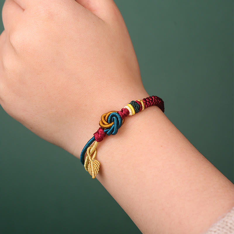 Buddha Stones Tibetan Handmade Mandala Knot Leaf Luck Rope Bracelet - image 1