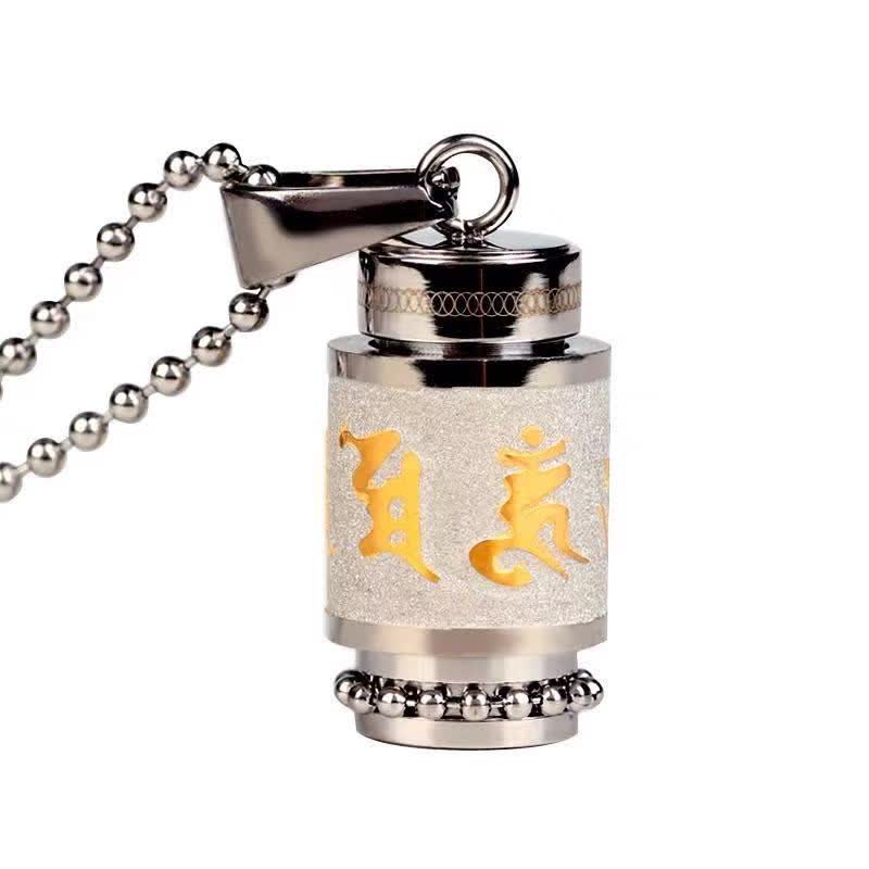Buddha Stones Tibet Om Mani Padme Hum Shurangama Mantra Titanium Steel Wisdom Amulet Necklace Pendant Necklaces & Pendants BS 16