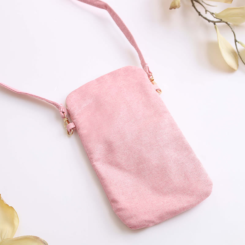 Buddha Stones Small Embroidered Flowers Crossbody Bag Shoulder Bag Cellphone Bag 11*20cm Crossbody Bag BS 10