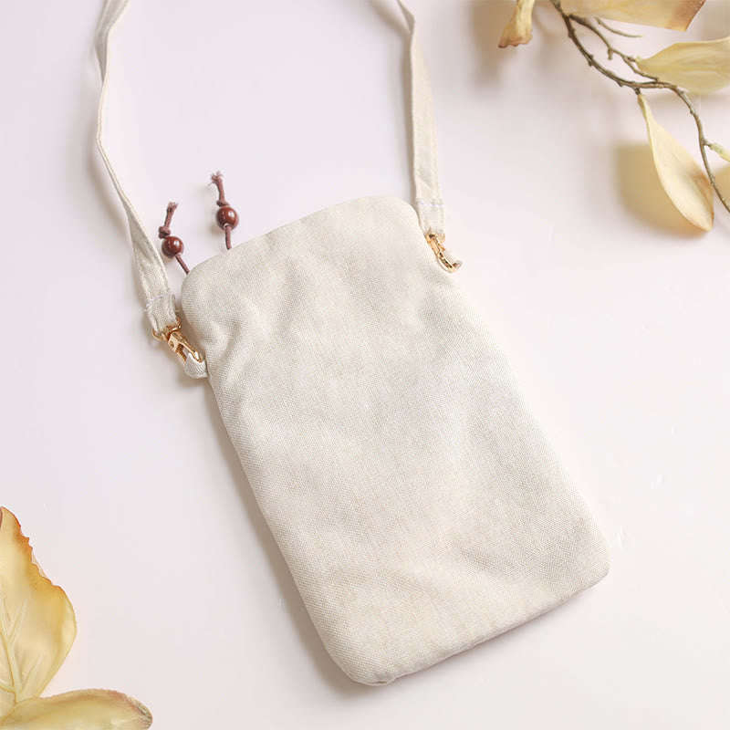 Buddha Stones Small Embroidered Flowers Crossbody Bag Shoulder Bag Cellphone Bag 11*20cm Crossbody Bag BS 15