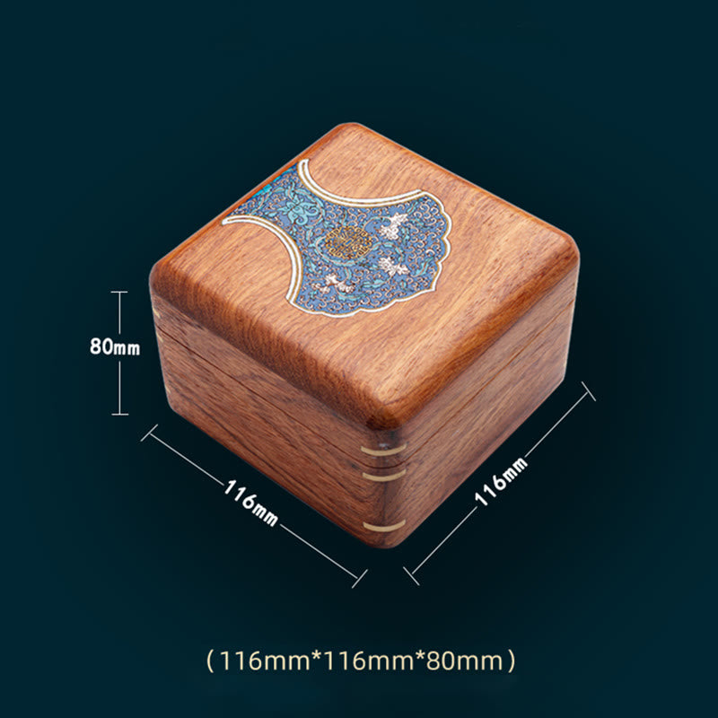 Buddha Stones Antique Flower Leaf Handmade Rosewood Jewelry Storage Box Wooden Gift Organizer Box Jewelry Storage Box BS 15