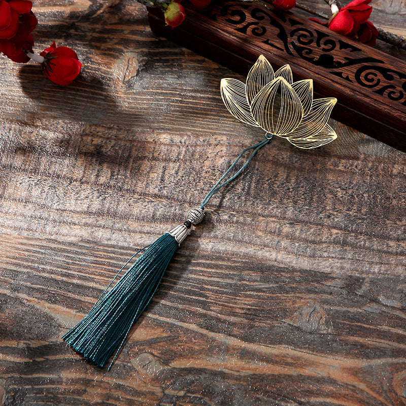 Buddha Stones Lotus Flower New Beginning Metal Brass Hollow Bookmark Bookmarks BS Lotus