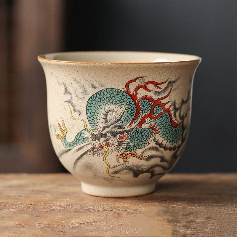 Buddha Stones 12 Chinese Zodiac Ceramic Teacup Kung Fu Tea Cup 130ml Cup BS Dragon 7.2cm*6cm*130ml