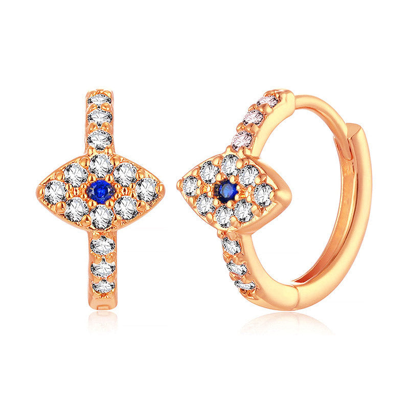 Buddha Stones 925 Sterling Silver Evil Eye Symbol Blessing Stud Earrings Earrings BS Rose Gold