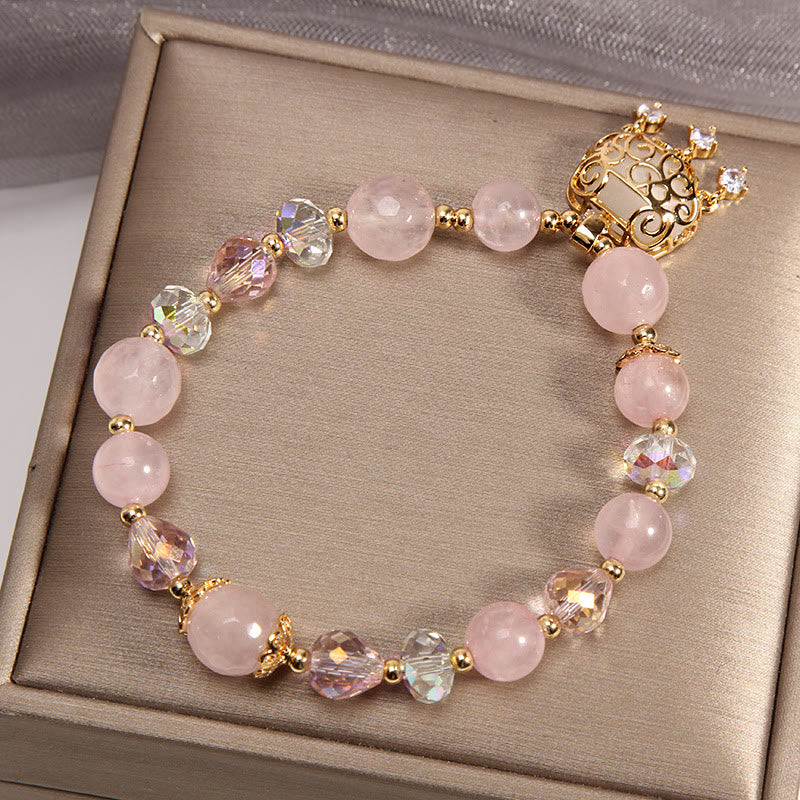 Buddha Stones Natural Pink Crystal Soothing Protection Bracelet Bracelet BS 3