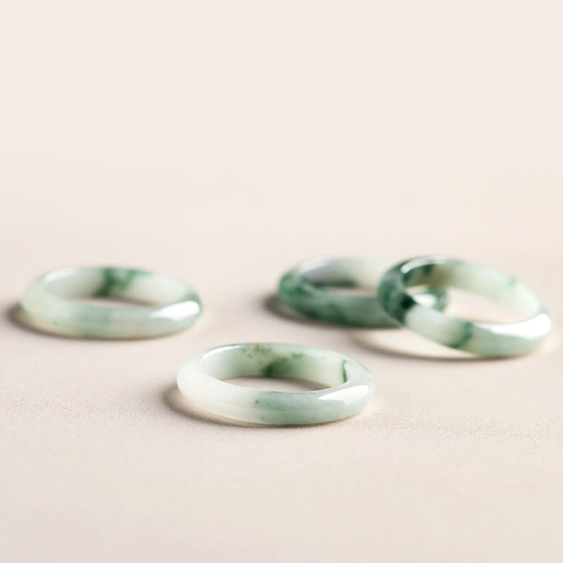 Buddha Stones Natural Green Jade Luck Abundance Ring Ring BS 7