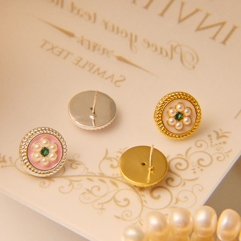 Buddha Stones Enamel Flower Luck Earrings Earrings BS 2