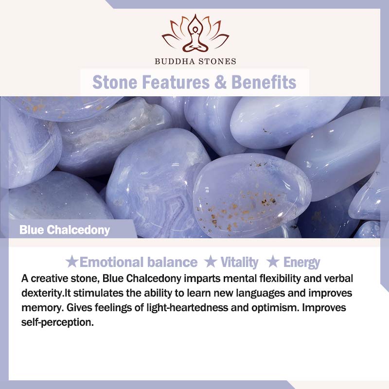 Buddha Stones Blue Chalcedony Emotional Balance Bracelet Bangle Bracelet Bangle BS 6