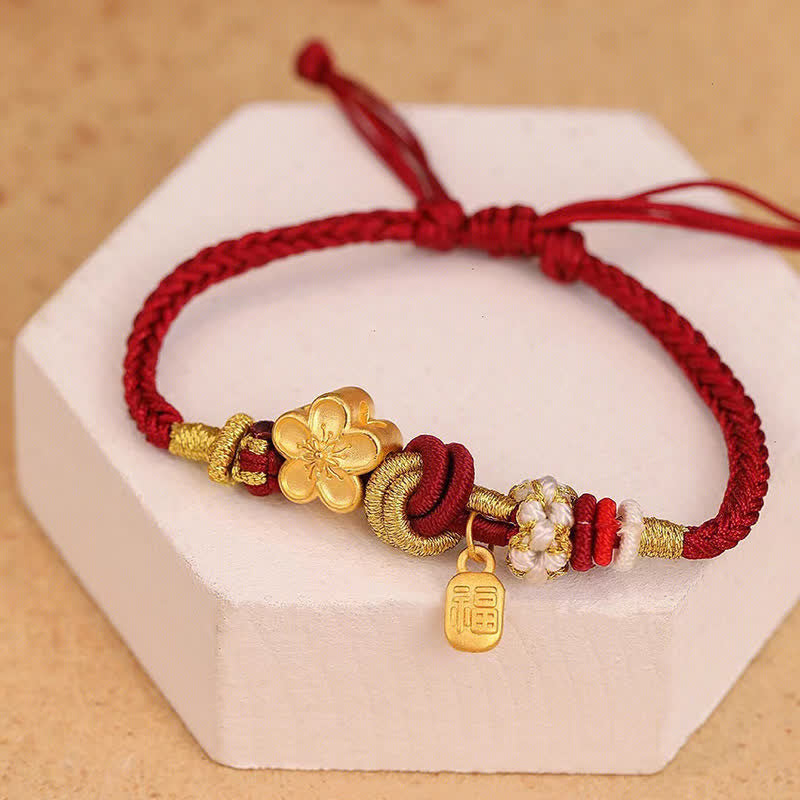Foviel Peach Blossom Happiness Charm Luck Red String Bracelet