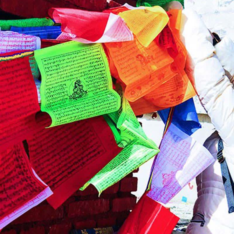 Buddha Stones Tibetan 5 Colors Silk Windhorse Auspicious Outdoor 25 Pcs Prayer Flag TIBETAN PRAYER FLAGS buddhastoneshop 10