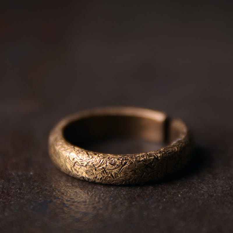 Buddha Stones Tibetan Vintage Texture Design Copper Luck Couple Ring Ring BS 4