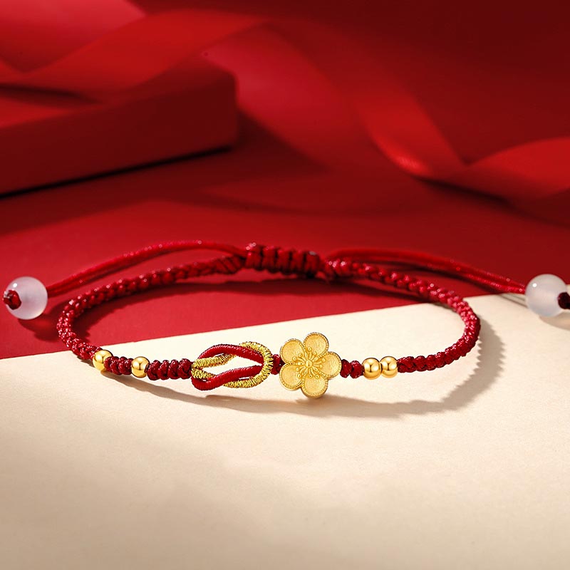 Buddha Stones Handmade 925 Sterling Silver Cherry Blossoms Sakura Chalcedony Luck Bracelet Bracelet BS 14-21cm