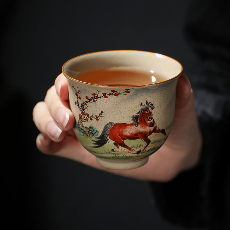 Buddha Stones 12 Chinese Zodiac Ceramic Teacup Kung Fu Tea Cup 130ml Cup BS 16