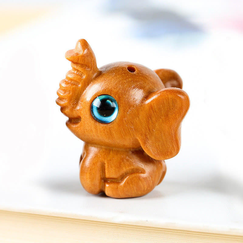 Foviel Sandalwood Small Leaf Red Sandalwood Green Sandalwood Lucky Mini Elephant Carved Protection Decoration