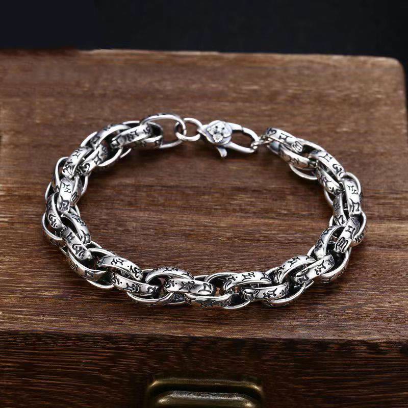 Buddha Stones Tibetan Om Mani Padme Hum Carved Amulet Creativity Bracelet Bracelet BS 1