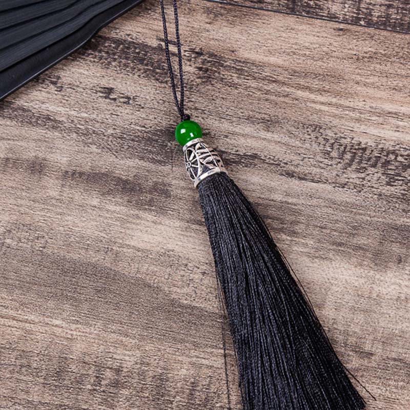 Buddha Stones Mountains Plum Blossom Lotus Magpie Bamboo Leaves Handheld Silk Bamboo Folding Fan 22.5cm 8