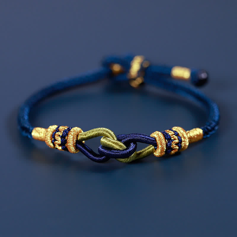 Buddha Stones Handmade Knotting Faith Strength Braid String Bracelet Bracelet BS Blue 18cm