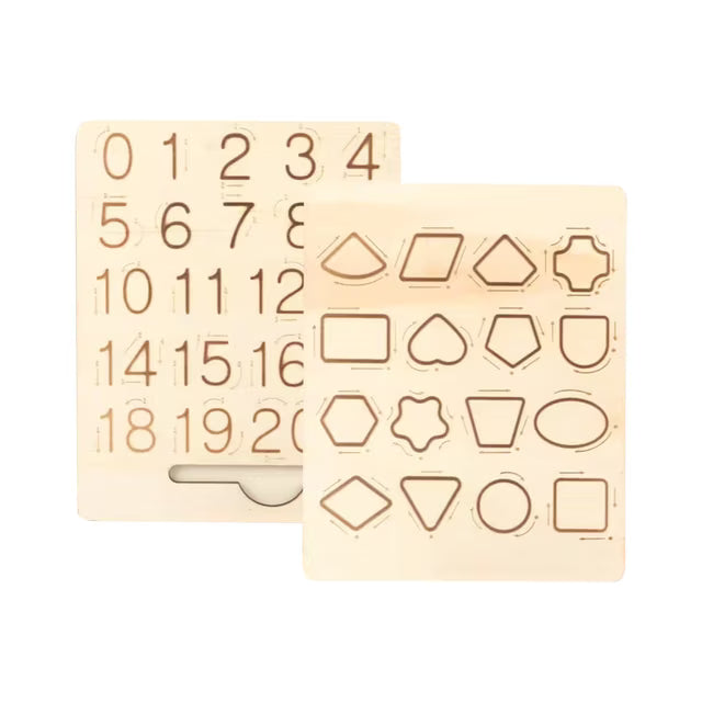 Pizarra de trazo Montessori de doble cara para números y formas - 324