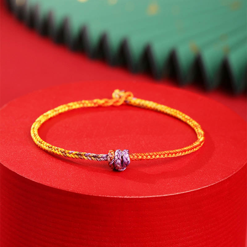 Buddha Stones Handcrafted Colorful Purple Gold Red Braid Rope Bracelet Bracelet BS 10