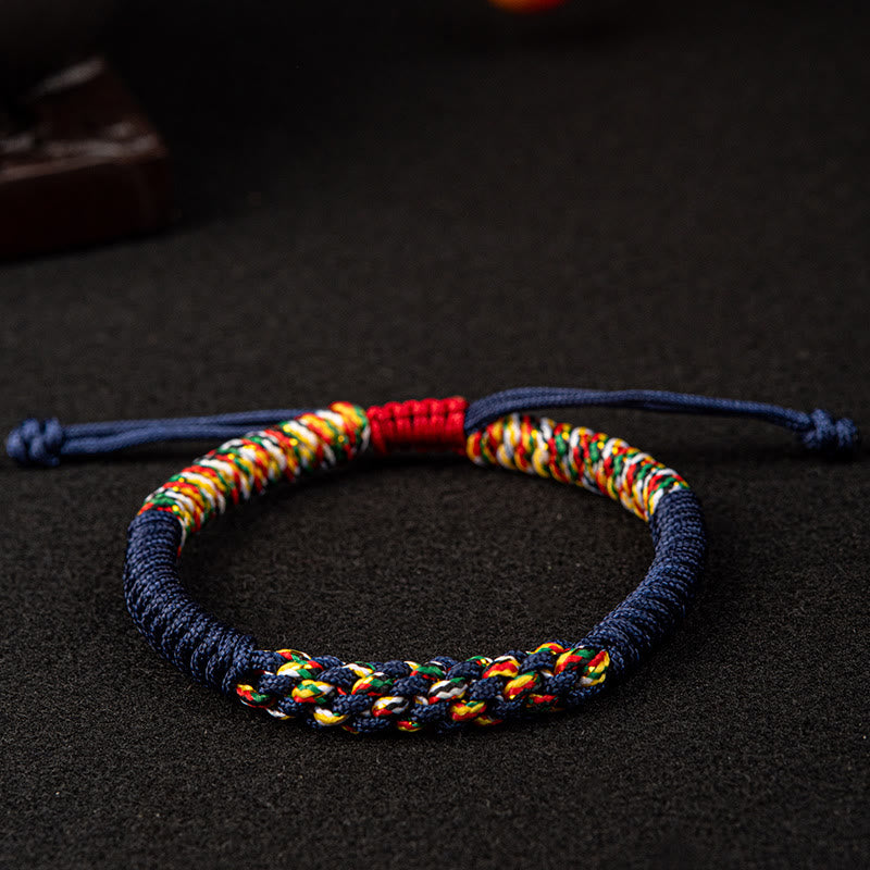 Buddha Stones Tibetan Handmade Colorful King Kong Knot Luck Braid String Bracelet Bracelet BS Blue 18-19CM