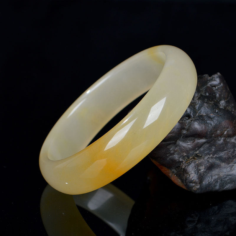 Buddha Stones Natural Golden Silk Jade Luck Wealth Bracelet Bangle Bracelet Bangle BS 1