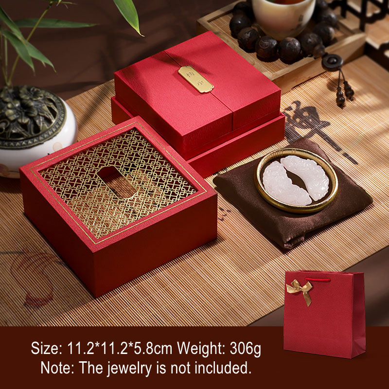 Buddha Stones Retro Jewelry Storage Box Gift Box Decorations BS Red (11.2*11.2*5.8cm)