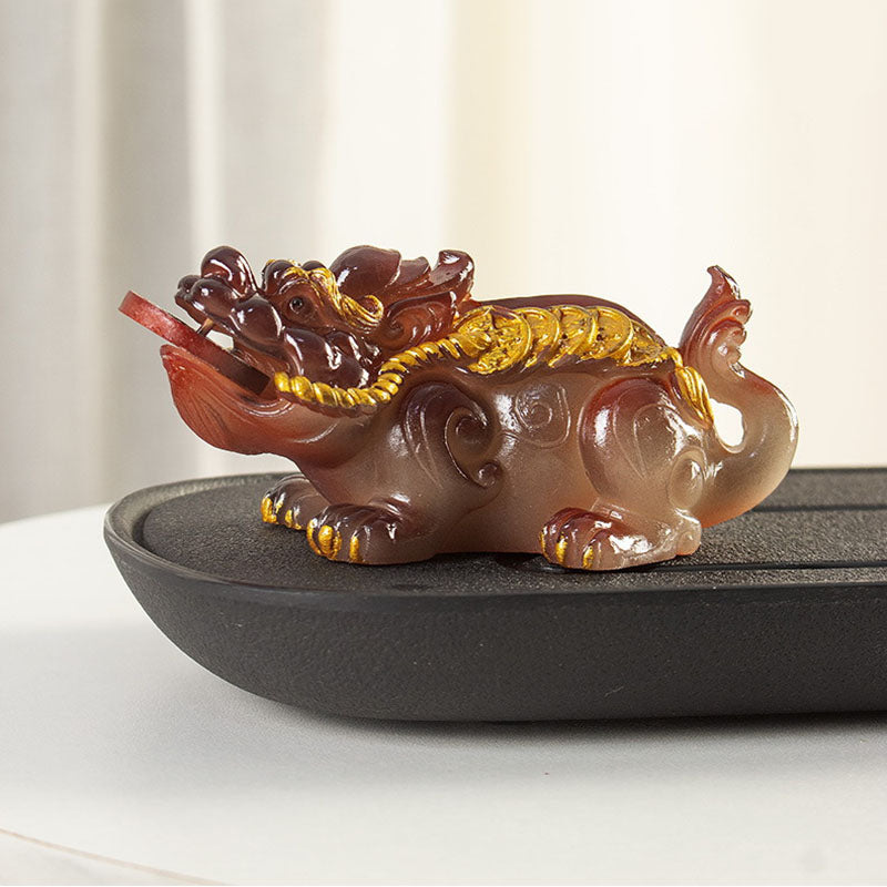 Buddha Stones Color Changing Small PiXiu Copper Coins Resin Tea Pet Wealth Home Figurine Decoration Decorations BS 2