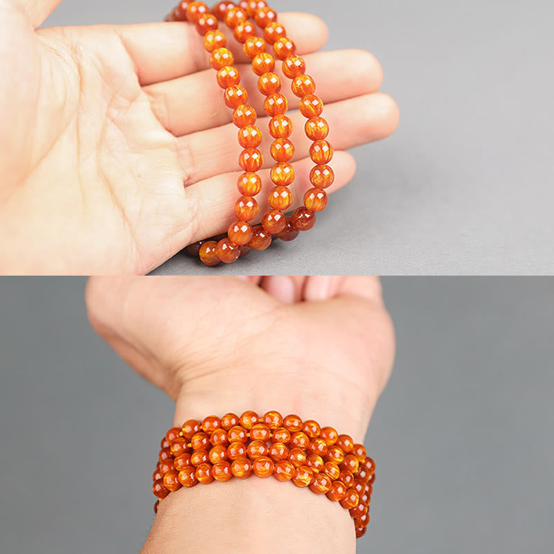 Buddha Stones Golden Sea Willow Success Positive Bracelet Mala Bracelet BS 16